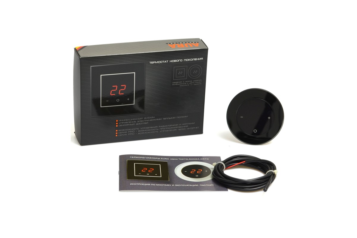картинка Терморегулятор сенсорный RONDA 9005 Black Classic круг от магазина